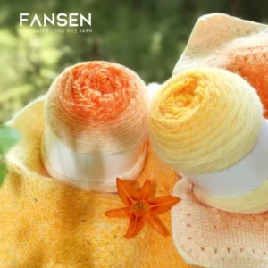 3mm Colorful Dyed Gradient Long Yarn Blended Cotton Acrylic Twisted Air Cake Fancy Yarn for Hand Knitting and Crochet