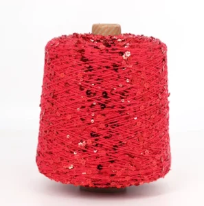 3mm Nylon Metallic Sequin Paillette Yarn Dyed Elegant Shimmer Hand Knitting Crochet Fashion Made China
