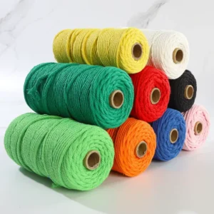 3mm Two color OE Braided Cotton Polyester Melange Yarn Cord Single Twist Strand Macrame Rope Colorful Recycled Anti Bacteria
