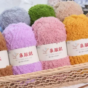 3ply Polyester Yarn Coral Fleece Chenille Yarn 50g Ball Soft Comfortable for Knitting & Weaving Hand Woven Scarf and Blanket