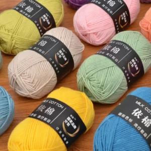 4 Ply Soft Milk Cotton Soft Knitting Yarn Hand Crochet Material for Amigurumi Doll Slipper Blanket Crochet Cotton Thread