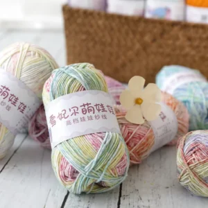 4 Skeins of Milk Cotton Blended Yarn for Hand Knitting Cute Doll Spray Dyed Long Section Dyed Baby Yarn