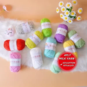 4 Strand Recycled Cotton Yarn for Crochet and Hand Knitting High Tenacity Milk Baby Yarn for Weaving