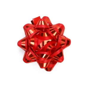 4.4 Inches Double Face Eco-Friendly Recycled Metallic Color Plastic Self-Adhesive Bow Ribbon Christmas Decoration Star
