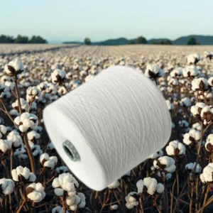 40S GOTS OCS GRS Certified Combed CVC Yarn 60% Organic Cotton 40% Recycled Polyester Raw Eco-Friendly Anti-Pilling
