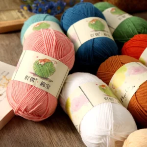 40g High Quality 4 Ply Milk Cotton Blended Yarn Soft Combed Crochet Thread for Baby Scarves Hats Toys Dolls