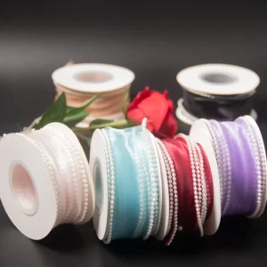 4cm Pearl Fish Tail Yarn Ribbon Sheer Organza Ribbon for Wedding Bouquet Gift Box Cake Wrapping Bow Decoration