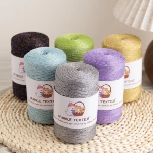 4mm Glitter Hollow Rope Ribbon Polyester Metallic Woven Yarn With Lurex For Crochet Handbags Beach Totes & Creative Weaving