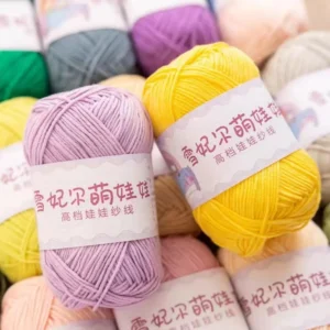 4ply Milk Cotton Yarn 1.5mm Fine Thread Combed Cotton Knitting for Doll Scarf Wool Yarn