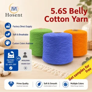 5.6S Belly Cotton Yarn Soft Breathable Knitting Yarn for Sweater Knitwear Factory Direct Free Sample