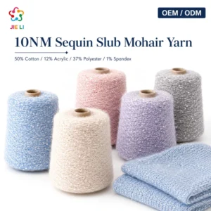 50% Cotton 10NM Slub Mohair Sequin Yarn Light Cool Anti Pilling Fancy Yarn for Blouse Cardigan Dress