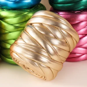 500g Metallic Shiny Skin Thick Iceland Yarn Jumbo Core Filled Cotton DIY Hand Knitting Tube Yarn for Making Bag Pillow