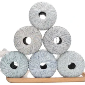 50G Sparkling Golden Silver Yarn Fashion Hand Knitting Cotton Linen Blended Fancy Lace Yarn for Weaving DIY Hat Bag