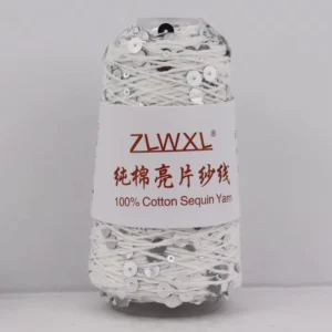 50g 150m Fancy 5ply 100% Cotton Yarn with 3mm+6mm Transparent Sequins for Hand Knitting