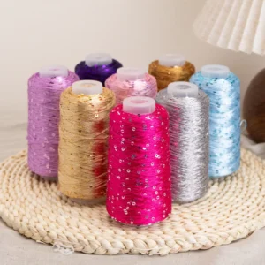 50g 3mm Big Sequins Standard Density Polyester Yarn Blended Yarn Hand Knitted Thread Crochet Glitter Sequin Hand Woven Material