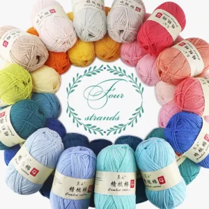 50g 4 Strands of Soft Combed Cotton Yarn Applicable Crochet for Hand Knitting DIY Craft Knitting Wool Yarn 120m