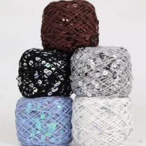 50g Cotton Colorful 3mm+6mm Combed Cotton Fancy Sequin Yarn Hand Knitted Yarn