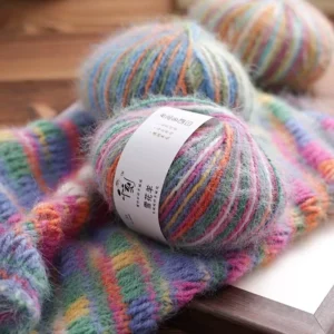 50g Eco Friendly High Tenacity Anti Pilling DIY Wool Blended Yarn Ring Spun Hand Knitting Gold Thread Braided Fancy Dyed Pattern