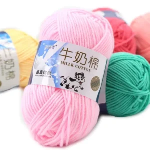 50g Per Ball Dyed Multi Color 5 Ply High Tenacity Recycled Thread Milk Cotton Blended Yarn for Hand Knitting Weaving Sewing