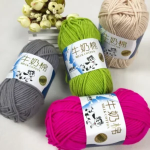 50g Rolls 5ply Colorful Soft Comfy Milk Cotton Acrylic Polyester Blend Yarn for Beginners Hand Crochet and Knitting