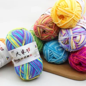 50g Rolls 5ply Rainbow Mix Multi Colors Milk Fabric Cotton Blended Acrylic Yarn Assorted Colors for Hand Knitting Crocheting