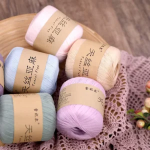 50g Yamamai Silk Flax Baby Hand Knitting Blended Yarn Strong Pattern Crochet Spun Linen with Dye