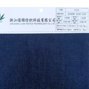 51021 Eco-Friendly Hemp Blend Denim Jacquard Fabric 30% Hemp 65% Organic Cotton 5% Spandex Stretch 150cm 242gsm Boys Girls Jeans