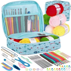 58 Pieces Beginner Crochet Set Full DIY Material Handmade Cotton Yarn Storage Bag Lane Inverted Portable Gifts