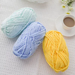 5MM 100% Polyester Dyed Handmade Chenille Yarn Knitted Moisture Absorbent Scarf Doll Slippers Blanket Crochet Thick Ice 100g