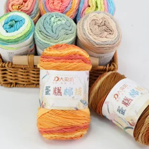 5Ply 100g 2mm Rainbow Dyeing Cotton Blended Yarn for Scarf Blanket Weaving Factory Milk Knitting Yarn