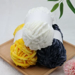 5mm Bright Velvet Fluffy Chenille Yarn Simple Style Knitting Yarn