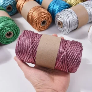 5mm Metallic Braid Gold Silver Macrame Cord Soft Braid Champagne Rope for Jewelry Making Cord Crochet Knitting