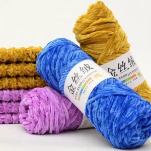 5mm Thickness 100g Fancy Yarn 10S Hand Knitting and Crochet Velvet Chenille Polyester Yarn 48 Colours