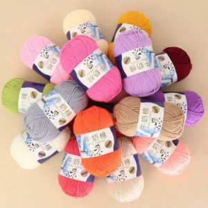 5ply Crochet Milk Cotton Yarn Acrylic Blended Yarn with High Tenacity Dyed Pattern Hand Knitting Blended Yarn