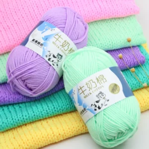 5ply Dyed Milk Cotton Yarn DIY Crochet Knitting Material Handmade Blended Yarn for Scarf Doll Shoes