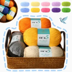 5ply Milk Cotton Yarn 100g 60% Cotton 40% Acrylic Blended Yarn Soft Combed Cotton Yarn for Baby Safety Blanket Craft Crochet