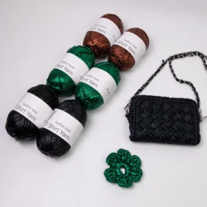 6 PCS 100G Metallic Leather Look T shirt Yarn Glossing Yarn 100% Polyester Metallic T shirt yarn for Crochet Knitting Needlework