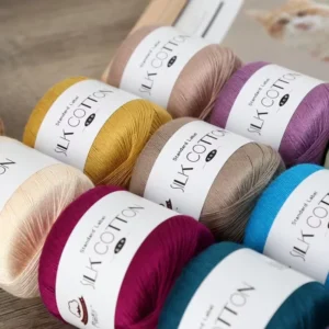 6 Strand Blended Yarn 50g DIY Hand Woven Real Silk and Skin Friendly Cotton Knitted Yarn for Lace Crocheting