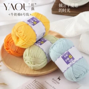 6 Strand Dyed Cotton Acrylic Soft Yarn 16 Count Antibacterial for Baby Sweaters Scarves Dresses Shawls