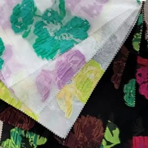 61gsm Polyamide Metallic Organza Floral Yarn Dyed Jacquard Brocade Fabric for Girls’ Dresses
