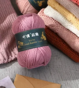 6ply Rabbit Wool and Acrylic Blended Hand Knitting Yarn 50g with 110 Meters Long 45 Colors in Stock