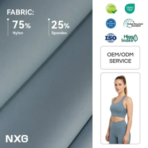 75% Nylon 25% Spandex Knit Fabric for Running Sports Bras 4-Way Stretch Breathable PFAS-Free