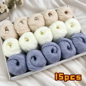 750g Baby Yarn Pack 15 Balls 3 Mixed Colors Silk Protein Wool Crochet Thread for Hand Knitting Infant Sweater Hat Shoes DIY