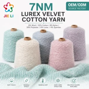 7NM Velvet Gold Filament Wool Cotton Blend Yarn Shiny Stretch Soft Autumn Knitting Yarn Custom Color Factory Supply