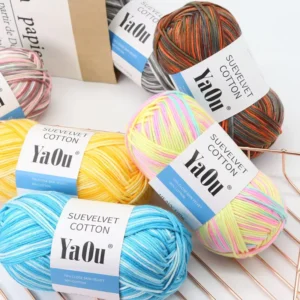 8 Strand Silk Cotton Blend Yarn 8 Ply Velvet Cotton Silky Soft Medium Thick Skin Friendly for Hand Knitting Crochet DIY