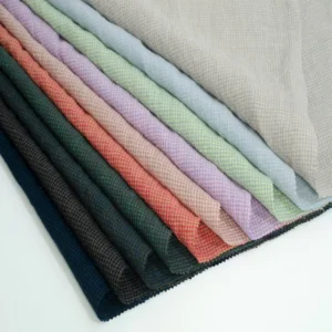 8599 Eco Friendly Washed Linen Houndstooth Yarn Dyed 162gsm 100% Linen Fabric for Shirt Dress Sofa Garment