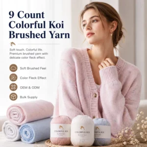 9 Count Colorful Koi Brushed Yarn Soft Warm Color Fleck Fancy Knitting Yarn for Sweater Cardigan Scarf Blanket OEM ODM