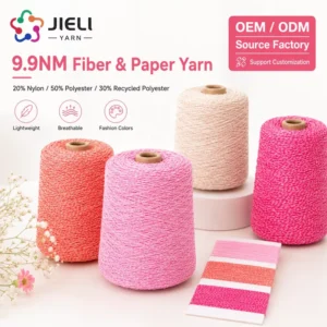 9.9NM Paper Touch Blended Yarn 20Nylon 50Poly 30Recycled RPET Cool Breathable Summer Knit Woven Yarn Custom Color Factory Supply