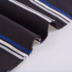 95% Cotton 5% Spandex Yarn Dyed Weft 2×2 Rib Fabric Heavyweight Anti Static 400 GSM Sportswear Collar Cuff Infant Baby Boys