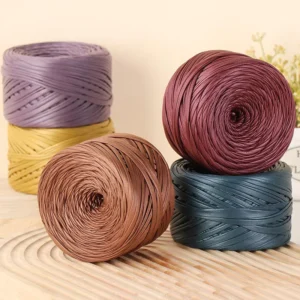 95% Polyester 5% Spandex Yarn Fancy Nappa Leather T shirt Yarn for Hand Knitting